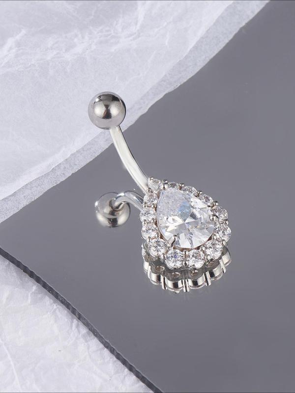 Rhinestone Decorated Belly Button Ring, Women Belly Piercing Body Jewelry for Party, Daily Clothing Decor, Trendy All-match & Exquisite Jewelry for Birthday Gift