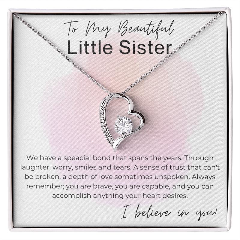 Our Special Bond  Gift necklace for Little Sister - Heart Pendant Necklace GIft Special love