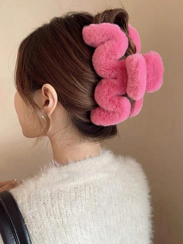 Funny Cute Large Size Hair Claw, Fashionable Solid Fluffy Plush Kawaiii Hair Accessories for Women & Girls, Elegant 2024 Trendy Hair Accessories for Parties and Daily Life