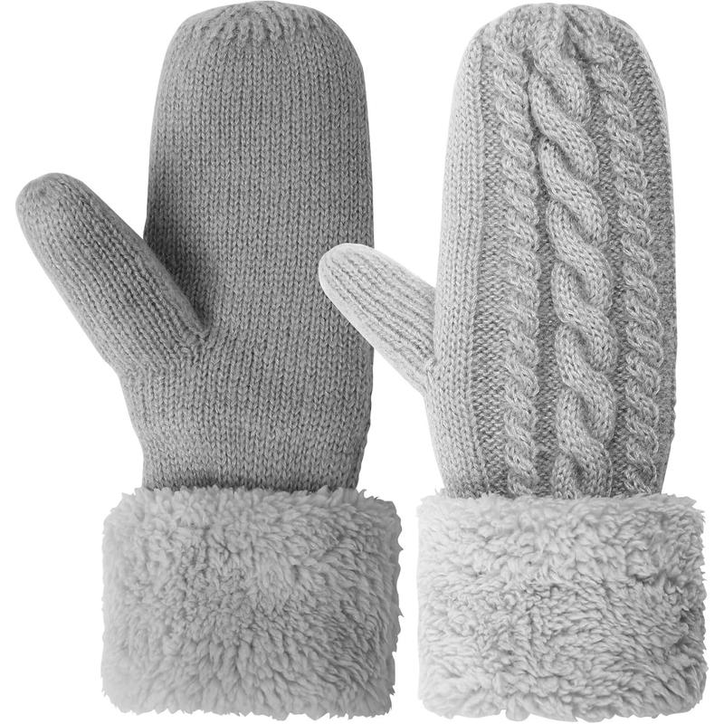 Winter Warm Mittens for Women, Cozy Thick Knitted Gloves & Mittens Warm Soft Lining Cold Weather Accessories Gifts