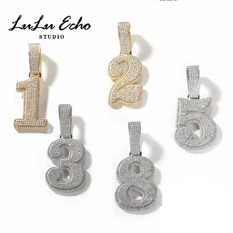 LuLuEcho Large Number Zirconia Hip Hop Pendant For DIY Couple