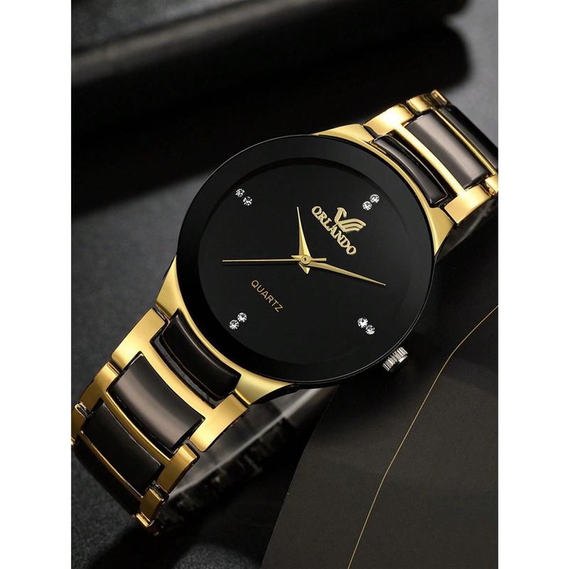 1 count Fashion Simple Digital Scale Steel Band Quartz Watch Men's Watch Gift To Friends Father's Day Gift