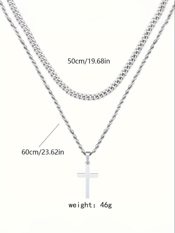 Stainless Steel Cross Pendant Necklace for Men & Women, Fashion Jewelry for Party, Daily Clothing Decor, Trendy All-match & Exquisite Jewelry for Birthday Gift