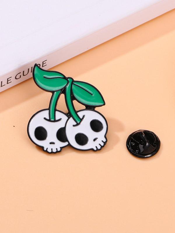 Cute Cherry & Skull Design Brooch, Fashion Alloy Badge for Clothes, Creative Alloy Accessories for Women & Men