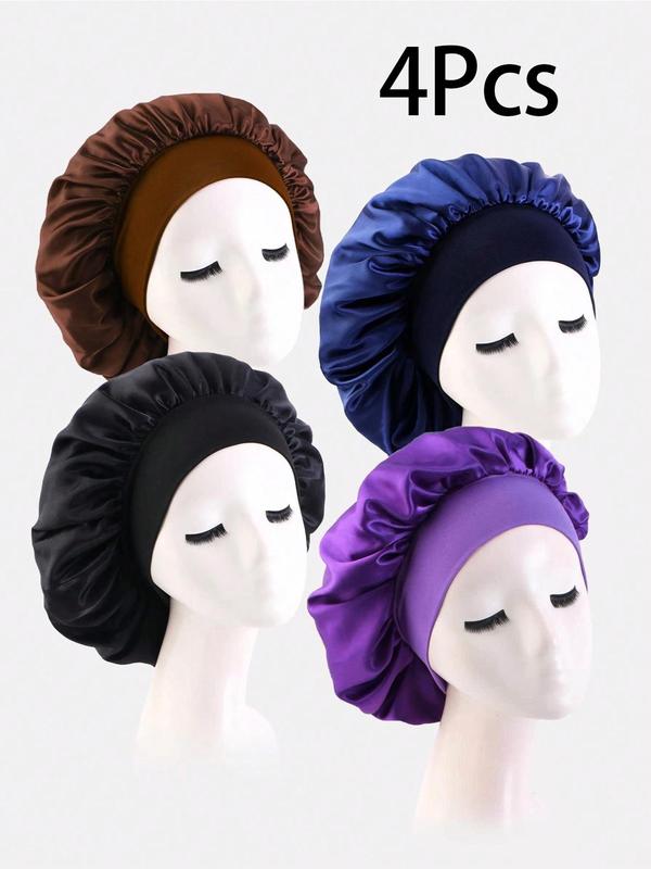 Women's Plain Color Hair Bonnets, 2024 New Style Trendy Soft Comfy Sleeping Bonnets Hats for Preserving Hairstyle, Chic Accessories for Daily Use Summer 2024