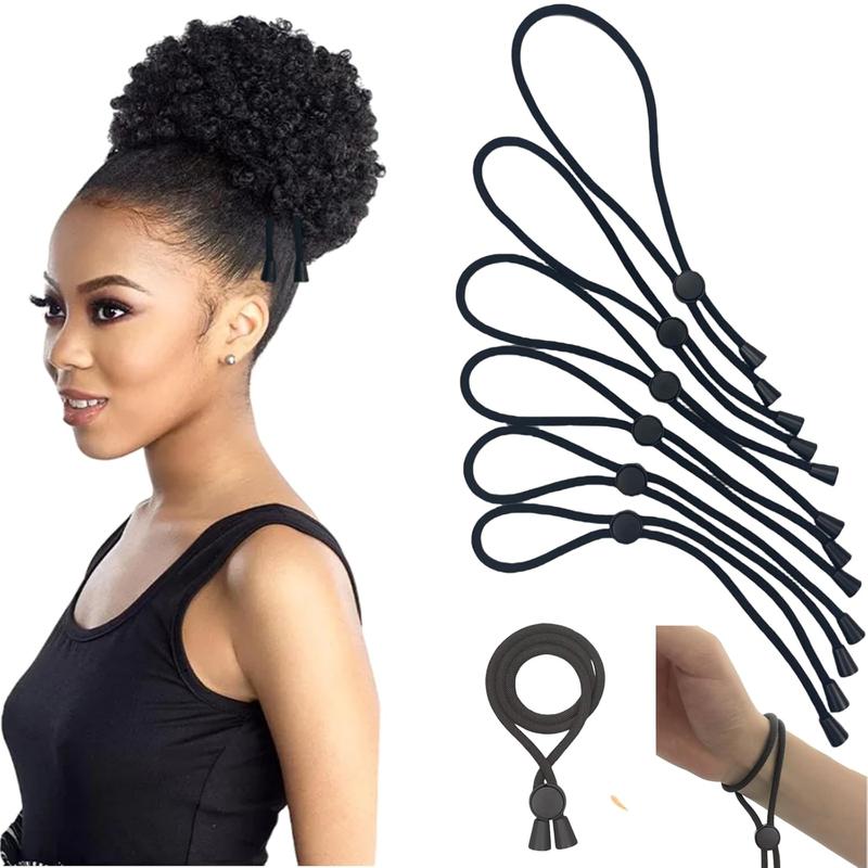 6  Count  Adjustable Length hair ties for Thick Hair, Afro Hair Accessories for Afro Puffs Thick Curly Hair, Ponytails, Locs, Pineapples Hairstyles for Black Women Girls