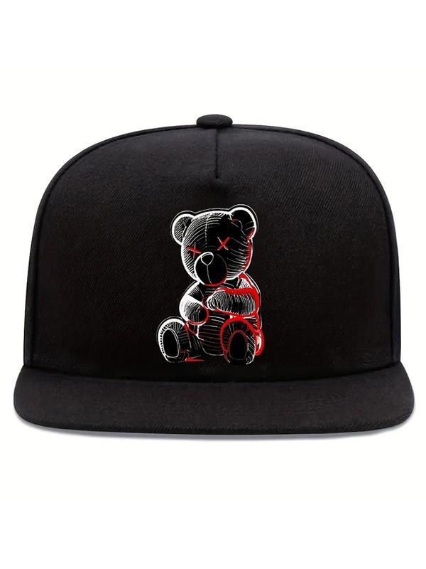 Cartoon Bear Print Baseball Cap, Casual Street Style Baseball Cap for Men & Women, Fashionable Hat for Outdoor Sports