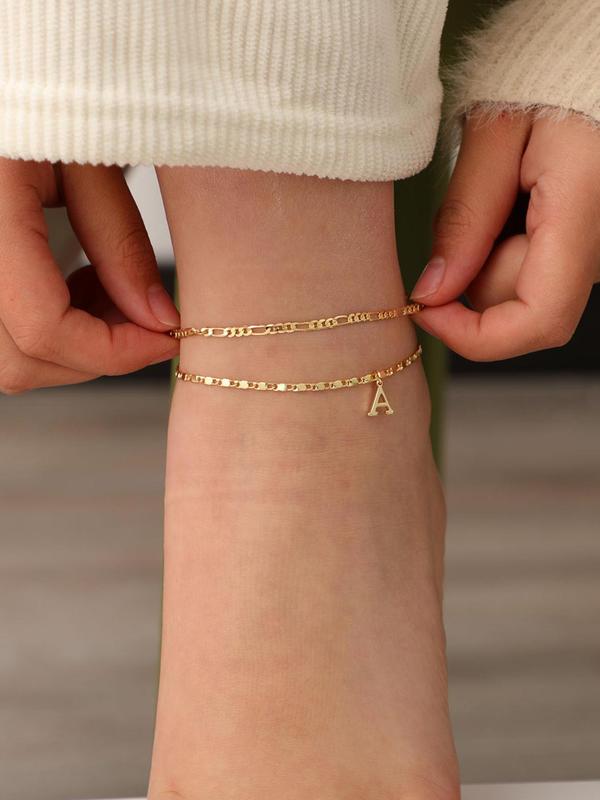 Fashion Letter Detail Anklet for Women & Girls, Elegant Jewelry for Party, Daily Clothing Decor, Trendy All-match & Exquisite Jewelry for Birthday Gift