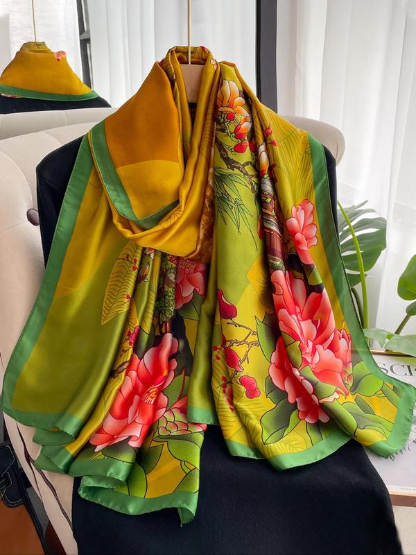 Floral Print Scarf, 2024 New Style Fashionable Soft Comfort Shawl for Women, Casual Versatile Women Accessories for Summer Beach Vacation for Daily Sun Protection