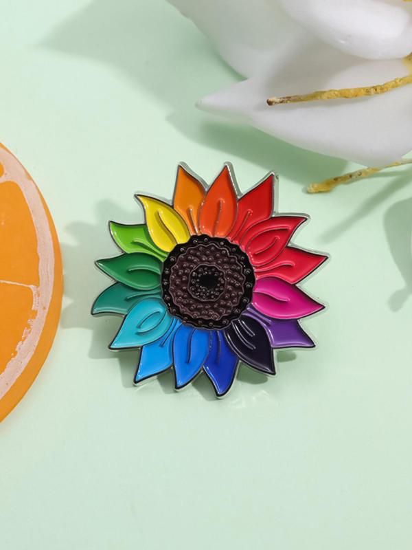 Colorful Sunflower Design Brooch, Fashion Brooch for Women & Men, Enamel Pin Suitable for Backpacks, Jeans, Scarves, Hats Decoration for Birthday Gift