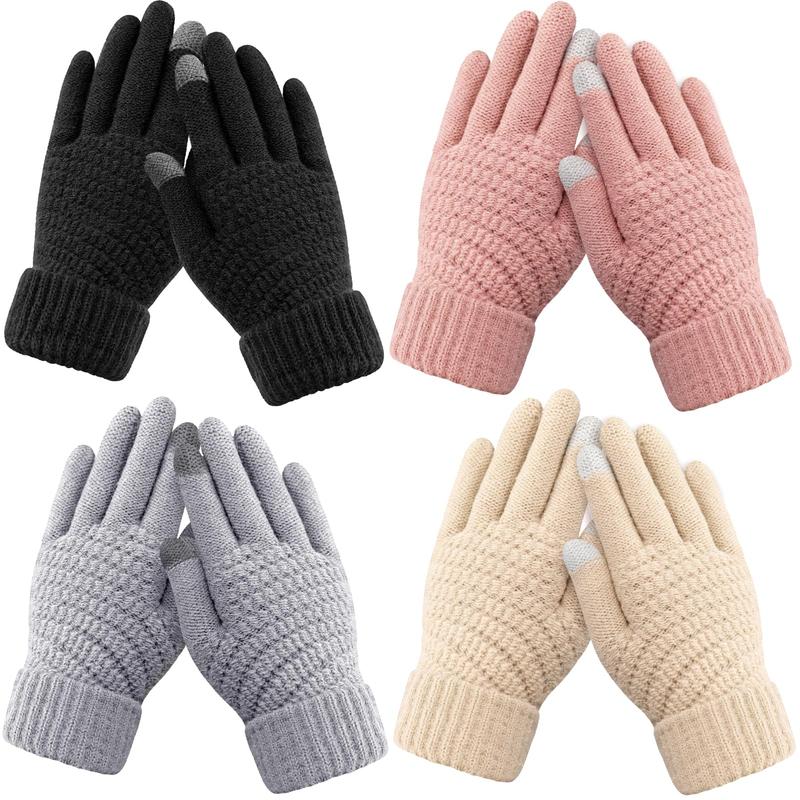 Women's Winter Gloves, Women's Warm Soft Touchscreen Winter Gloves, Elastic Cuff Knit Gloves for Cold Weather