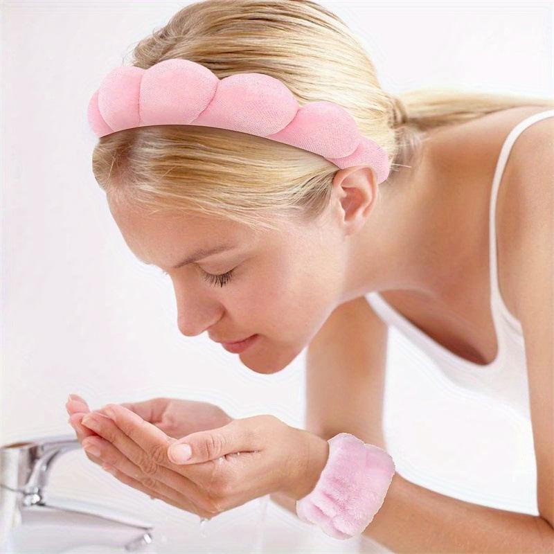 Sponge Headband & Wristband Set (3 Counts set), Comfort Makeup Headband & Wristband, Hair Styling Tools for Women & Girls