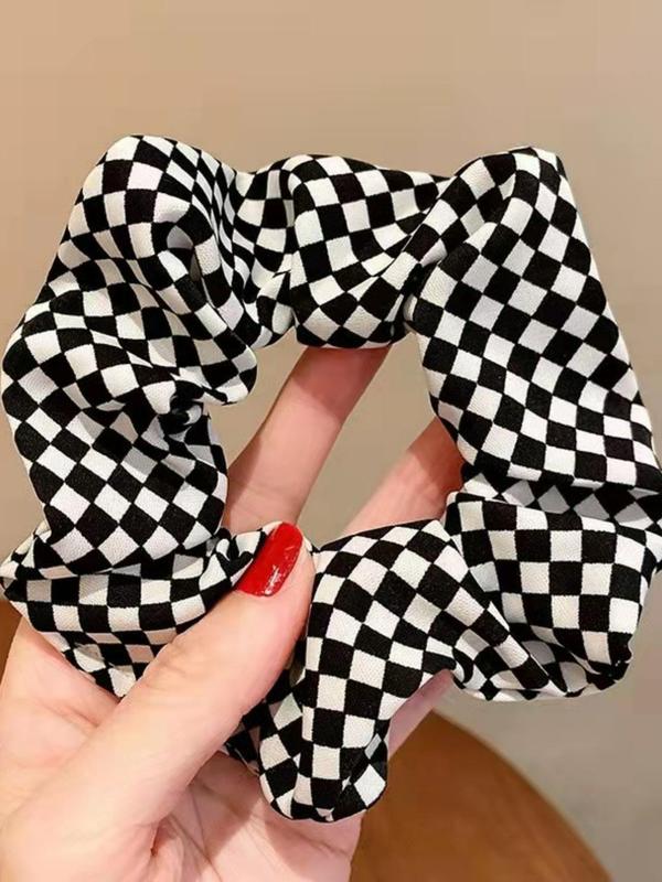 Plaid Checked Pattern Hair Tie (3pcs set), Elegant High Stretch Hair Tie for Women & Girls, Minimalist Headwear Suitable for Thick Hair, Fashion Hair Accessories for Party, Daily Clothing Decor