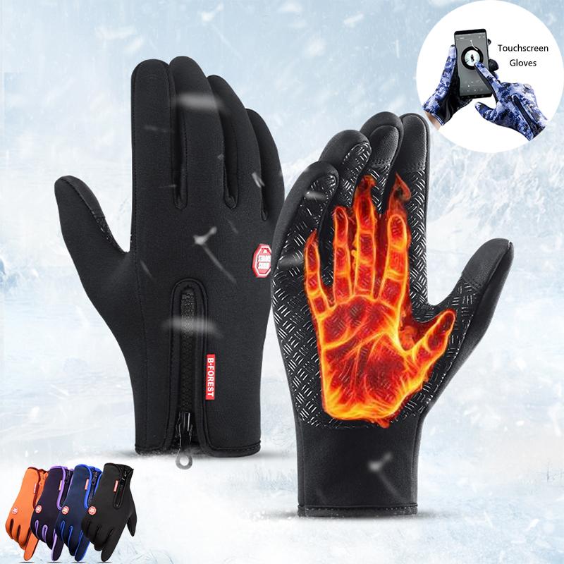 1 Piece Wam Winter Gloves Touch Screen Riding Motorcycle Sliding Waterproof Sports Gloves With Fleece