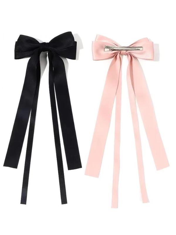 Women's Elegant Bow Ribbon Design Hair Clips, Cute Trendy Hair Clips, Fashionable Hair Accessories for Women & Girls