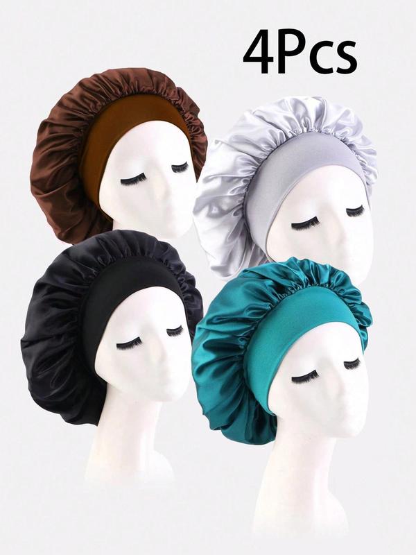 Women's Plain Color Hair Bonnets, 2024 New Style Trendy Soft Comfy Sleeping Bonnets Hats for Preserving Hairstyle, Chic Accessories for Daily Use Summer 2024