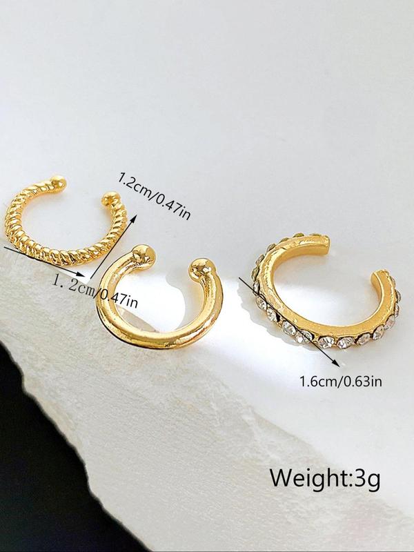 Women's Elegant Rhinestone Decorated Ear Cuff, Casual Jewelry for Party, Classic Fashion Accessories for Daily Wear