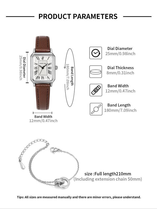 Women's Elegant Fashion Watch & Rhinestone Decor Bracelet Set, Casual Trendy Wristwatch & Bracelet, Exquisite Watch Set As Gift with Box