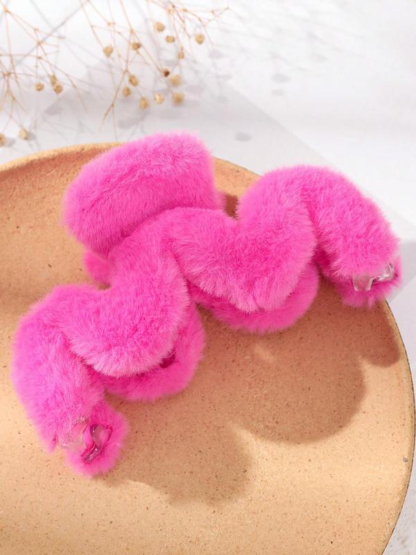 Funny Cute Large Size Hair Claw, Fashionable Solid Fluffy Plush Kawaiii Hair Accessories for Women & Girls, Elegant 2024 Trendy Hair Accessories for Parties and Daily Life