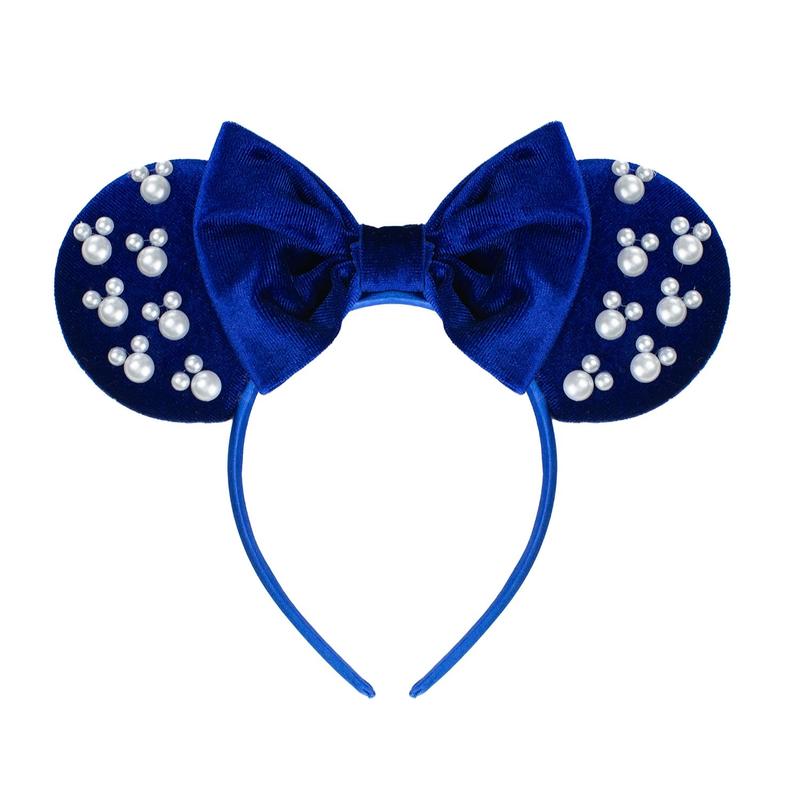 Velvet Mouse Ears Hair Bow Headband with , Party Decoration Costume Headwear Hair Accessories for Women Girls (Velvet Royalblue01)