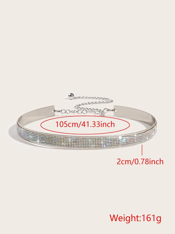 Women's Elegant Rhinestone Decorated Belt, Exquisite Trendy Waist Belt, Fashionable Clothes Accessory for Formal Occasions