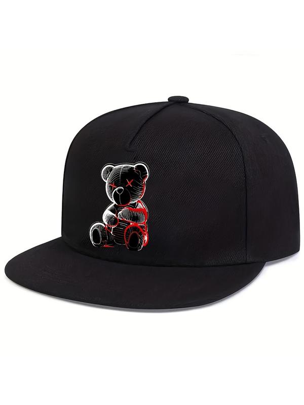 Cartoon Bear Print Baseball Cap, Casual Street Style Baseball Cap for Men & Women, Fashionable Hat for Outdoor Sports