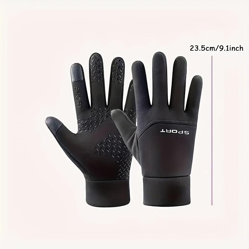 A Pair of Thermal Waterproof Touch Screen Gloves for Men and Women-Polyester Woven Fabric, College Style-Suitable for Driving, Running, Cycling