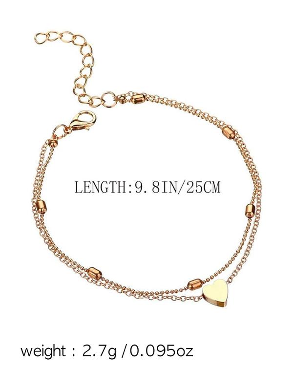 Women's Heart Design Anklet, Adjustable Ankle Chain for Women & Girls, Fashion Jewelry for Party, Daily Clothing Decor, Trendy All-match & Exquisite Jewelry for Gift