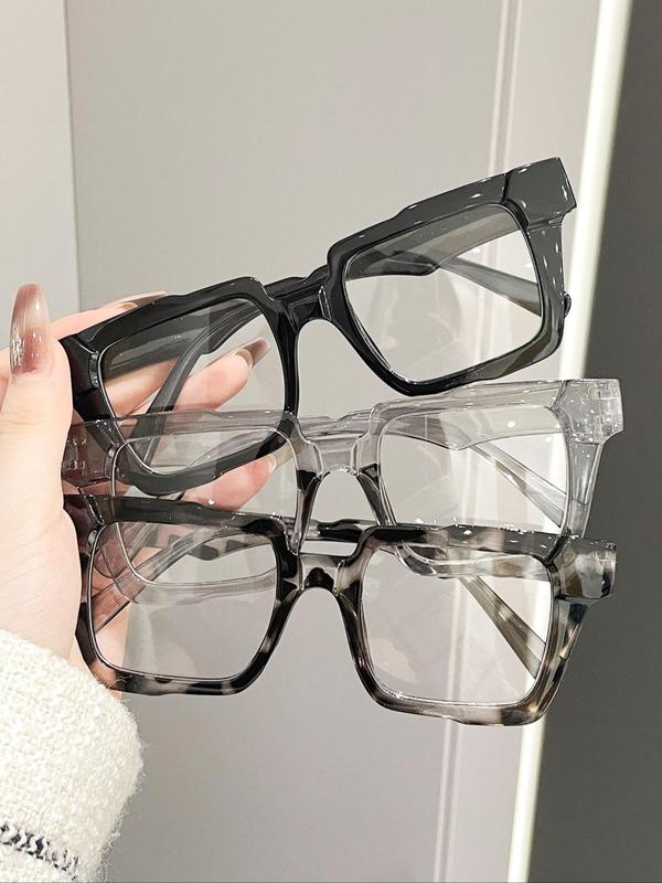 Unisex Fashionable Square Frame Eyeglasses, Trendy Casual Eyeglasses for Everyday Use, Fashion Accessories for Outdoor Activities