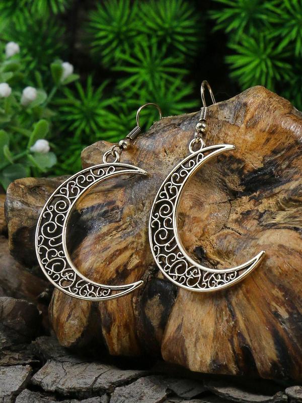 Boho Ethnic Style Hollow out Design Earrings (3 Pairs), Vintage Style Multi-style Antique Geometric Shape Matching Outfits for Party, Daily Clothing Decor