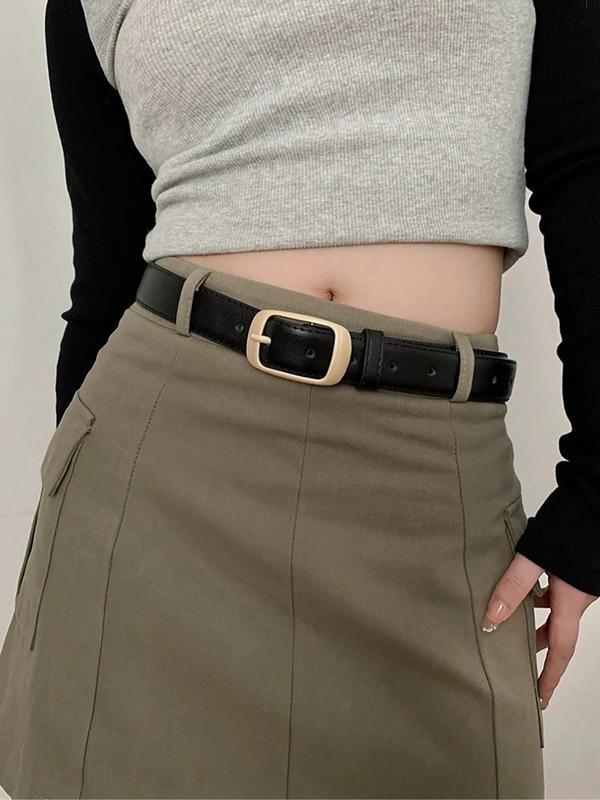 Women's Minimalist Casual Plain Color Pu Buckle Belt, Fashionable Belt for Jeans & Trousers, Trendy All-match & Exquisite Belt for Birthday Gift