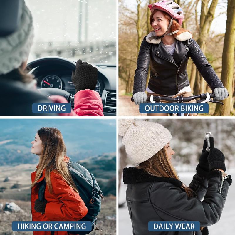 Winter Gloves Womens - Touchscreen Gloves for Women, Warm Gloves with Elastic Cuff Knit Gloves for Cold weather