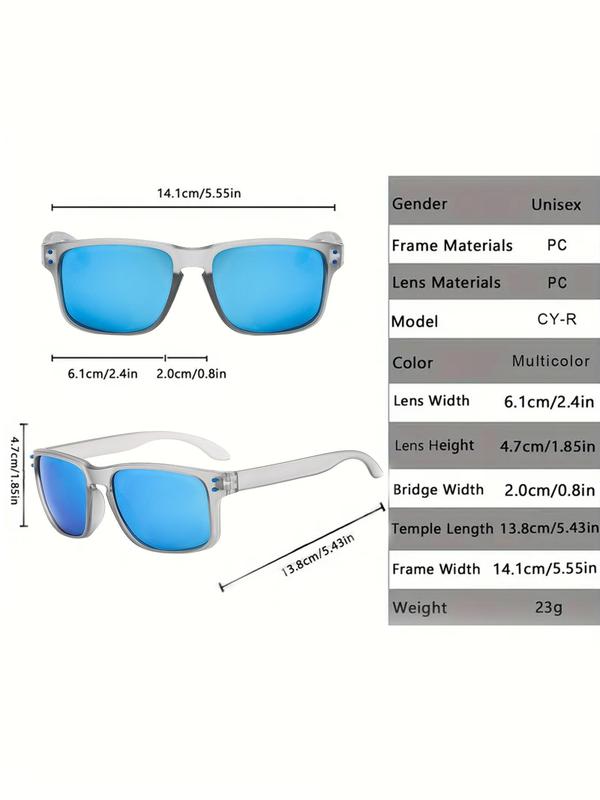 Unisex Fashionable Polarized Sunglasses, Summer Trendy Casual Square Frame Tinted Lens Sunglasses for Everyday Use, Fashion Accessories for Outdoor Activities