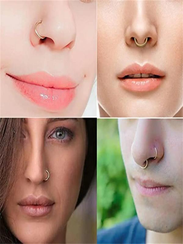 Punk Style Stainless Steel Nose Ring (1 Set), Nose Cuff, Non Piercing Body Jewelry for Men & Women for Party, Daily Clothing Decor, Trendy Jewelry for Birthday Gift