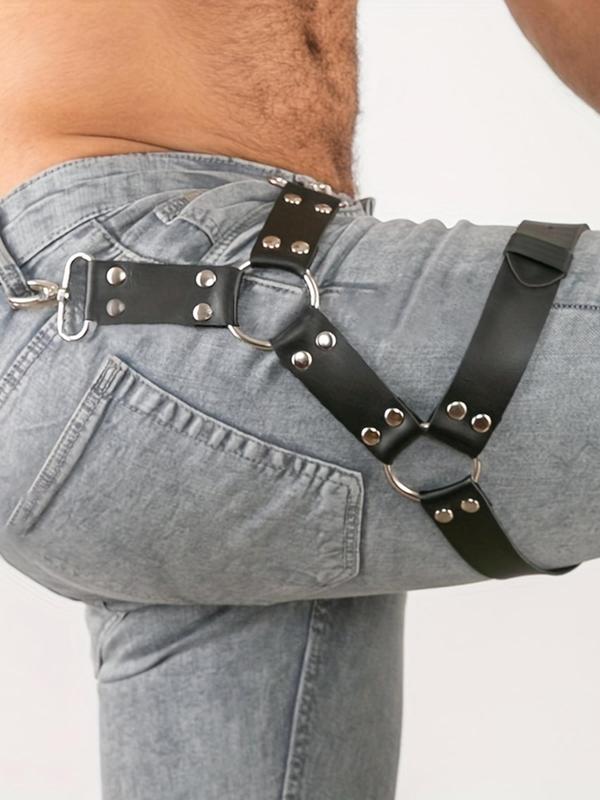 Men's Fashion Pu Leather Thigh Belt, Hip Hop Style Belt for Jeans, Fashion Belt for Party, Daily Clothing Decor, Trendy All-match Belt for Birthday Gift