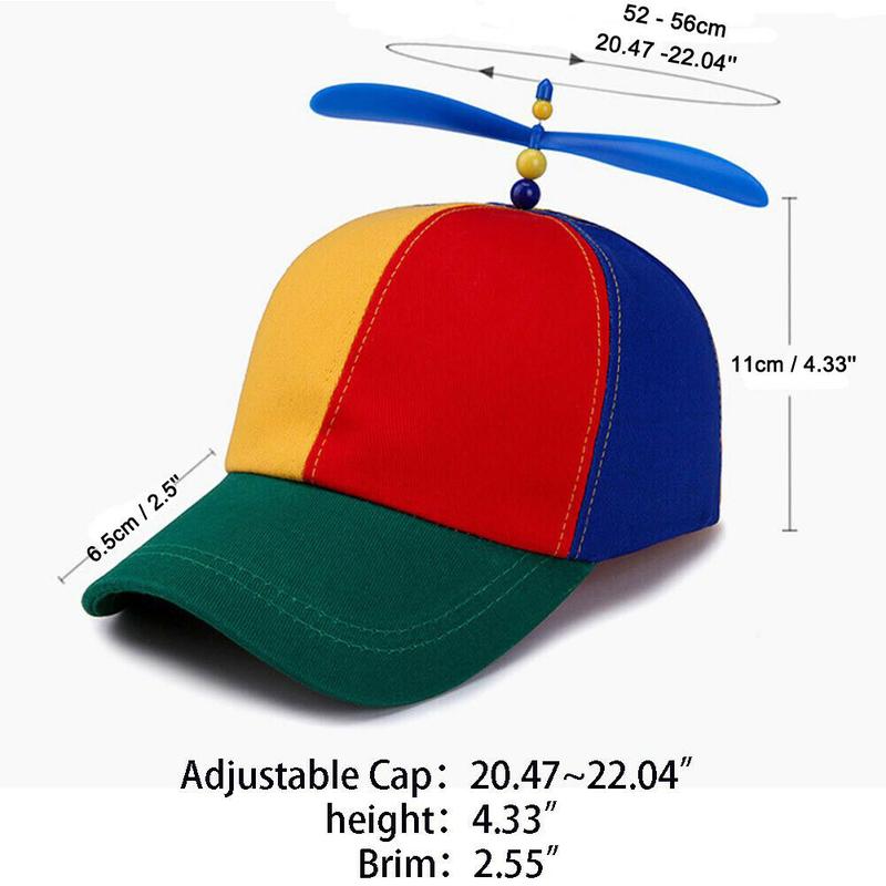 JMILYJW Unisex Rainbow Color Helicopter Propeller Cap Hat School Boy Fancy Dress Cap