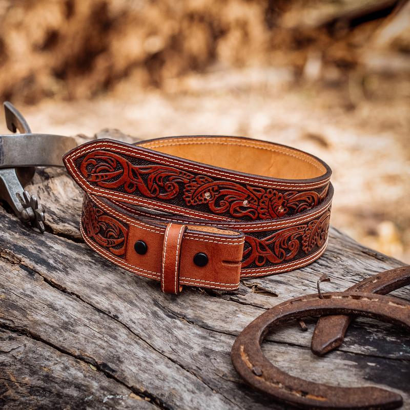 Crepe Myrtle Leather Western Cowboy Belt