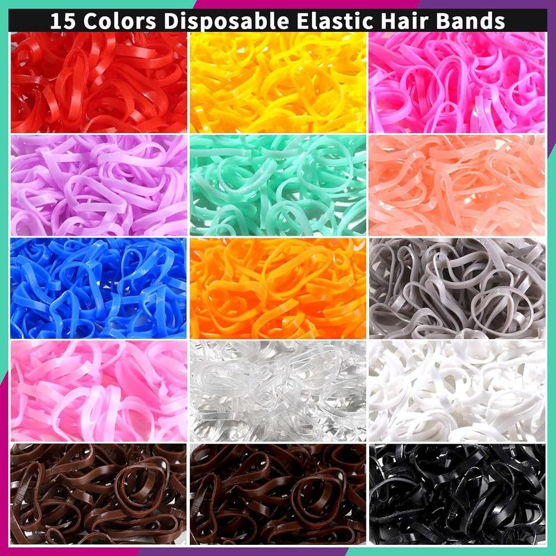 Hair Ties & Hair Bands Set, Including 1300 Hair Rubber Bands & 63 Hair Ties and 3 Counts Hair Comb, Colorful Elastic Heatless Styling Tools for Women & Girls, Christmas, Christmas Gift