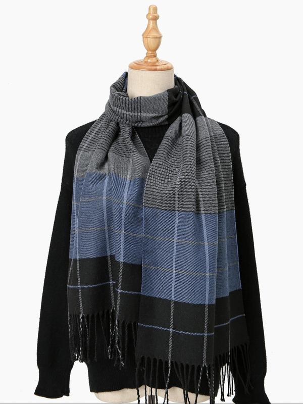 Plaid Pattern Long Scarf, Casual Soft Warm Shawl for Fall & Winter, Fashion Accessories for Women & Men