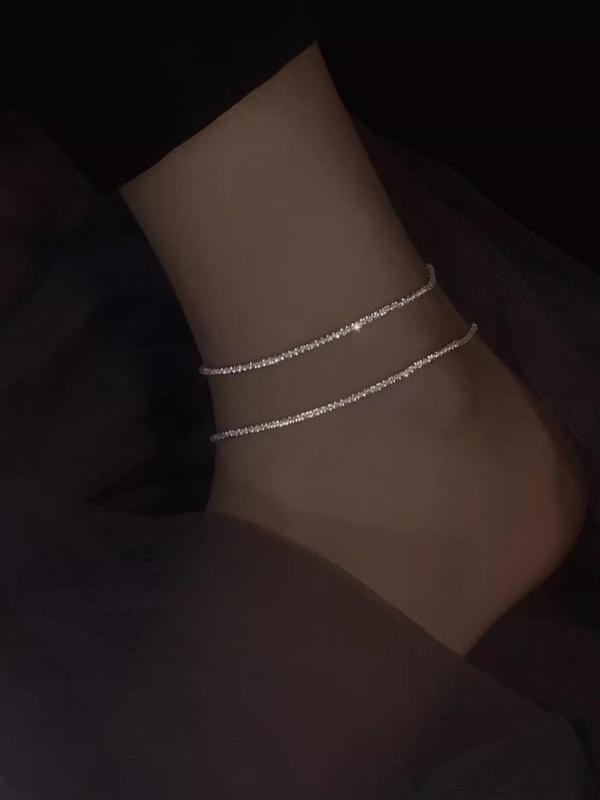 Glitter Shiny Anklet for Women for Gift, Fashion All-match Anklet, 2024 Trendy Bling Bling Body Matching Dainty Jewelry Accessory