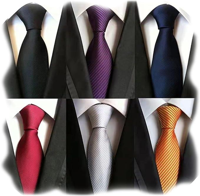 Lot of 6 Classic Men's Silk Tie Neckties - Woven Jacquard Design