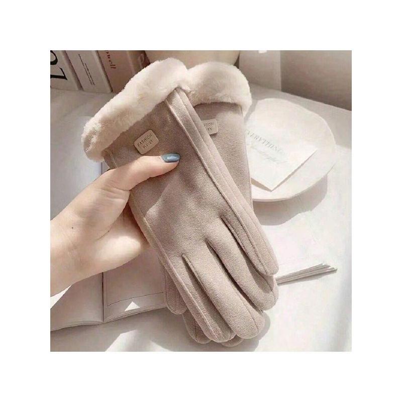 Fashion New Style 2 Pairs Women's Velvet Bicycle Thick Plush Gloves, Winter Warm Wool Lined Full Finger Gloves Halloween Accessories Winter Gloves