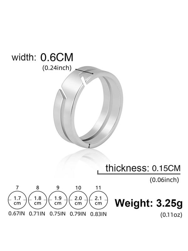 Fashion Simple Stainless Steel Striped Decor Couple Ring, Engagement Anniversary Birthday Jewelry Gift for Men and Women, Classic Fashion Accessories for Daily Wear