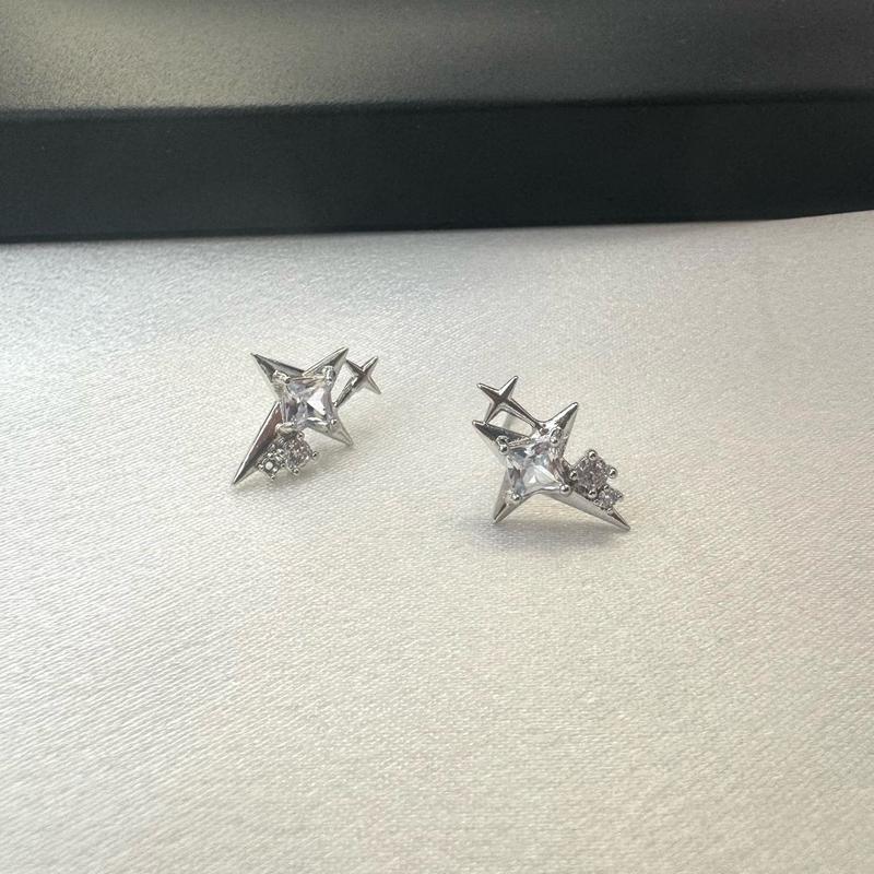 CZ Star Stud Earrings for Men Women Streetwear Punk Hip Hop Unisex Style