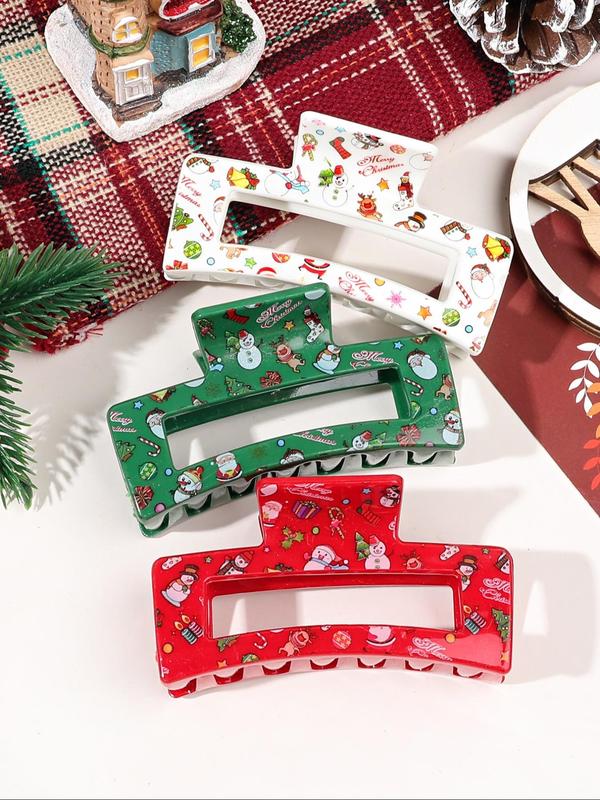 Cute Christmas Themed Hair Claws, Lovely Hair Accessories for Women & Girls, Minimalist Headwear Suitable for Thick Hair