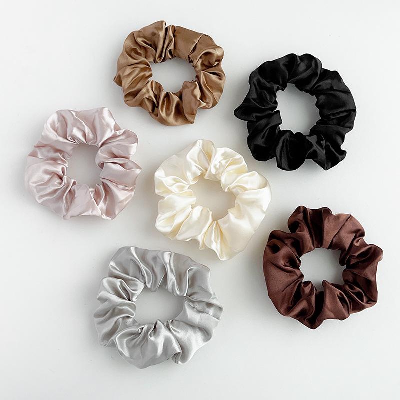 6 12 Pack Glossy Satin Scrunchies - No Damage Hair Ties for Women and Girls, Silk Styling Scrunchies for Holiday