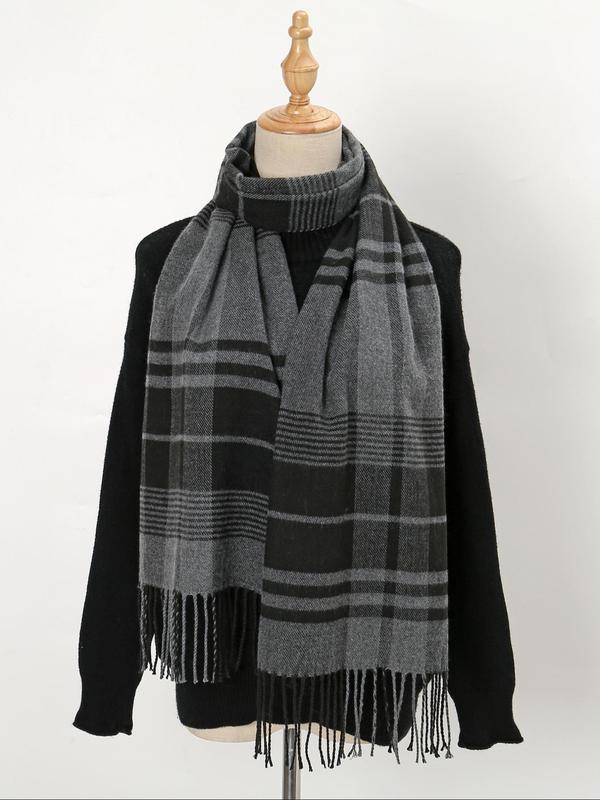 Plaid Pattern Long Scarf, Casual Soft Warm Shawl for Fall & Winter, Fashion Accessories for Women & Men