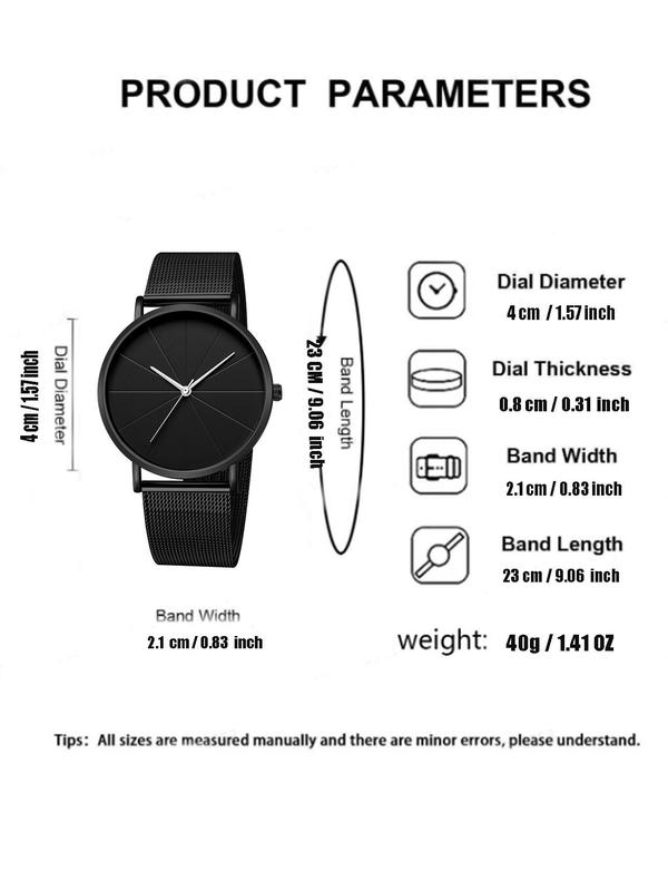 Men's Business Fashion Round Dial Analog Quartz Watch, with Box, Fashion Watch for Party, Daily Decor, Trendy All-match & Exquisite Watch for Birthday Gift