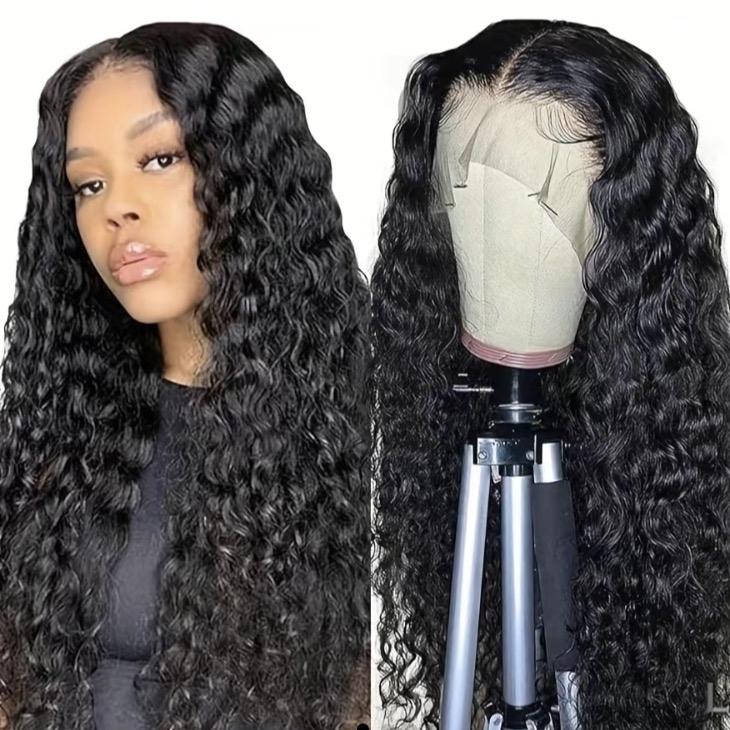 Deep Wave Lace Front Wigs Human Hair 200 Density Glueless Wigs for Women 13x4 HD Transparent Lace Front Wigs Pre Plucked with Baby Hair (22 Inch)