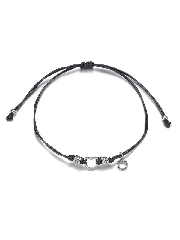 Women's Simple Heart Charm Anklet, Fashionable Anklet for Women & Girls, Fashion Jewelry for Party, Daily Decor, Trendy All-match & Exquisite Jewelry for Birthday Gift